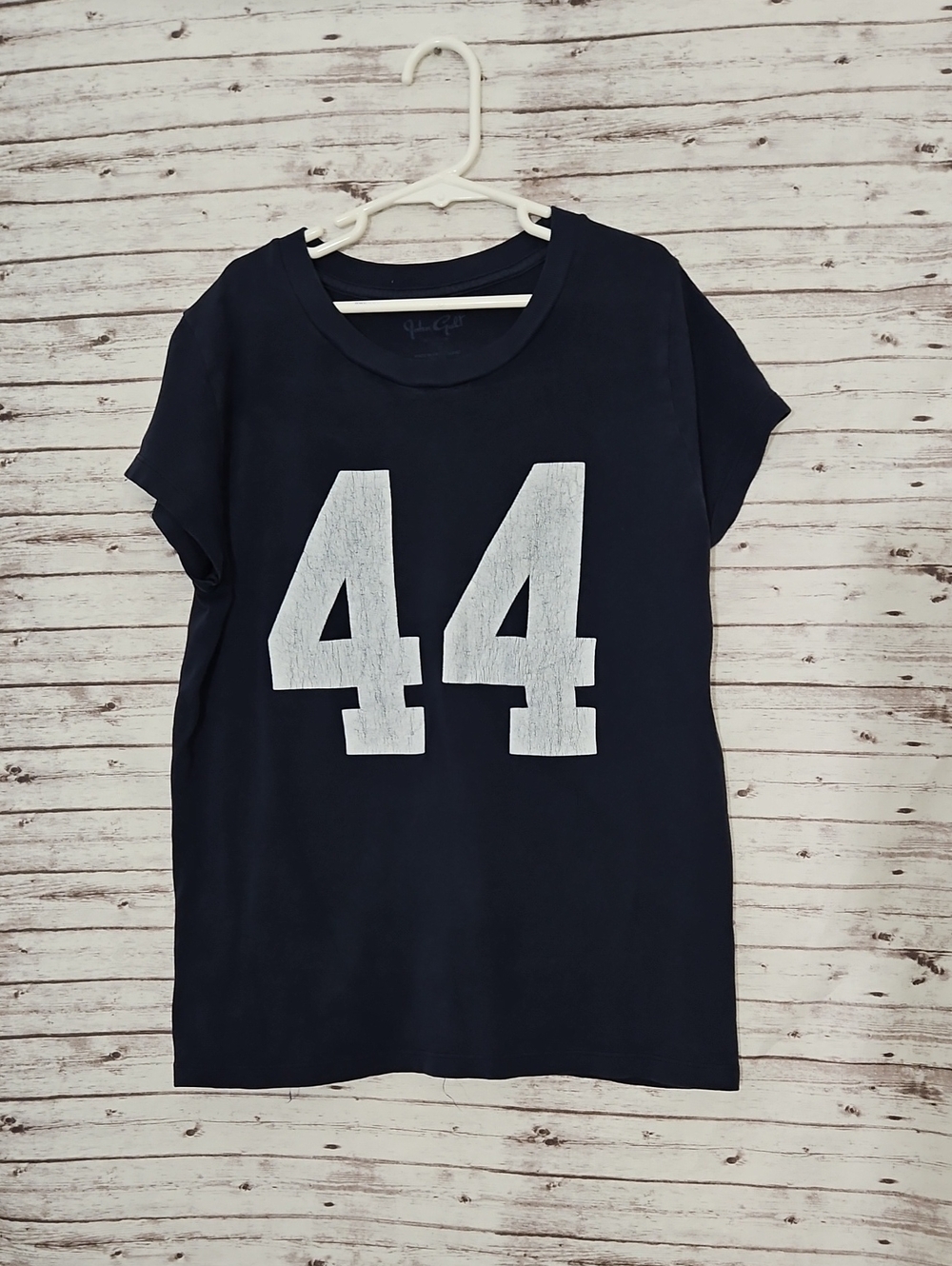 Brandy Melville Navy and White '44' Short Sleeve Tee